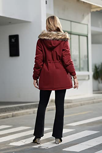 Maacie Maternity Winter Coat Baby Wearing Jacket 3 In 1 Outerwear - color: Wine Red, size: XX-Large