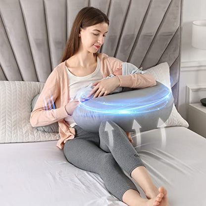 BATTOP Pregnancy Pillows for Sleeping,Maternity Pillow with Cooling Cover,Support for Belly,Hips, Legs,Pregnancy Must Haves,Side Sleeper Body Pillow - color: Cooling-grey