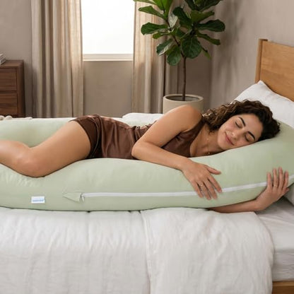 QUEEN ROSE Extra Long Body Pillow, Cooling Pregnancy Pillows for Sleeping - color: Green