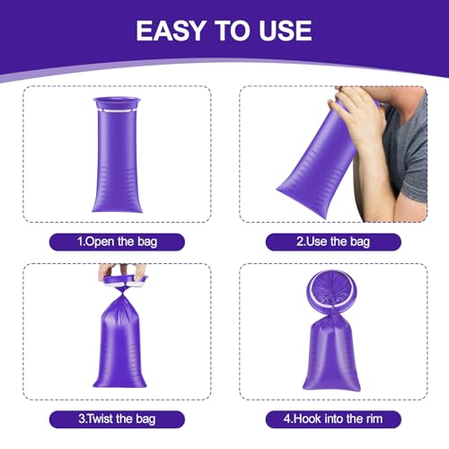 12/24 Pack Emesis Bags 1000ml Leak-Proof Purple & Blue - color: Purple-12pcs