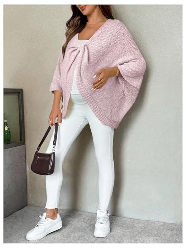 Milumia Women's Maternity Twist Front Sweater Oversized Pregnancy Cardigan - color: Pink, size: Medium