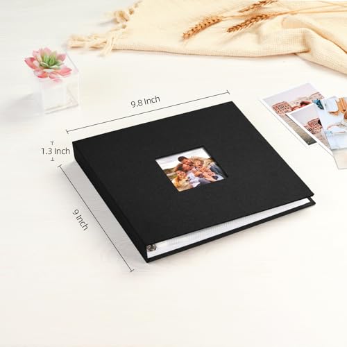 Mublalbum 8x8 Inch 3 Ring DIY Scrapbook Photo Album 40 Pages, Black - color: Black, size: 8x8 Inch 40 Pages