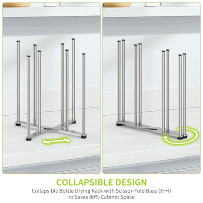 Reusable Bag & Bottle Drying Rack, Collapsible Countertop Organizer - size: Large