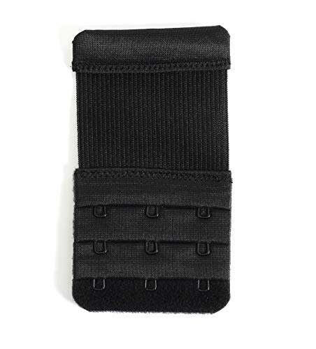 Women's Bra Extender 3 Hook / 2 Hook Bra Extension Strap Soft and Comfortable - color: Black, 3/4 Inch Spacing