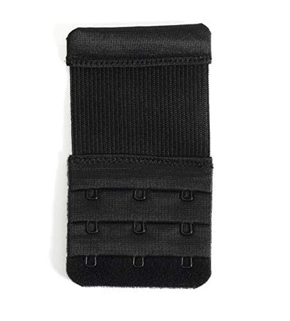 Women's Bra Extender 3 Hook / 2 Hook Bra Extension Strap Soft and Comfortable - color: Black, 3/4 Inch Spacing