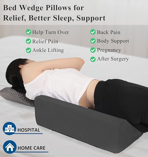 Bed Wedge Pillow for Side Sleeping Sponge Filled Body Positioning - color: Gray