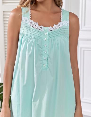 Viakeo 100% Cotton Nightgown for Women - color: Green, size: Medium