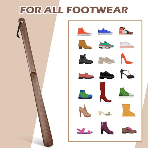muso wood Long Handle Shoe Horn, 23.6 Inches - color: Walnut