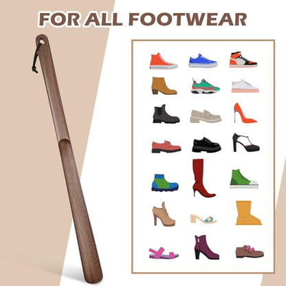 muso wood Long Handle Shoe Horn, 23.6 Inches - color: Walnut