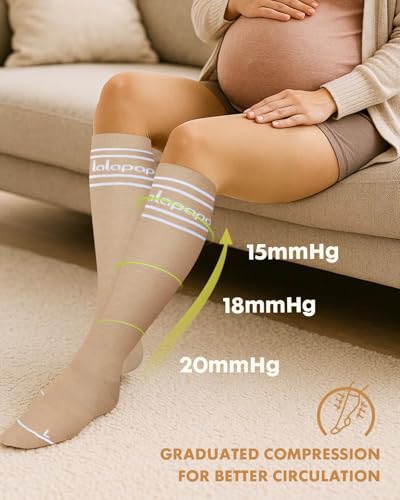 Thick Soft Cotton Compression Socks - color: Brown and Black, size: Large-X-Large