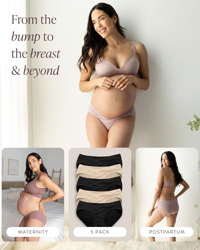 Kindred Bravely Under the Bump Bikini Maternity Underwear for Pregnancy - color: Black/Beige, size: Large