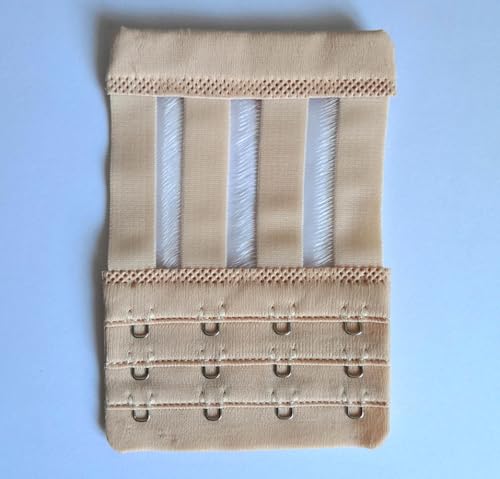 Women Elastic Bra Extenders 1-6 Hook, Bras Back Extension Strap - color: 4 Hook 3/4",black/White/Beige/Light Beige 4pcs