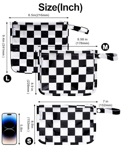 babygoal TSA Approved Black Plaid Clear Travel Organizer Bags 3 Pack - color: Black Plaid