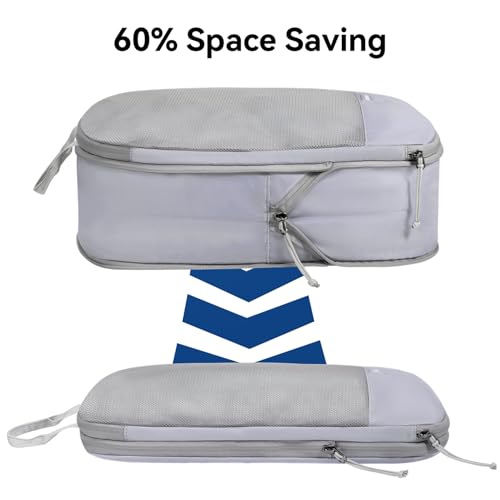 Voova Compression Packing Cubes for Travel, 6 Piece Set, Grey - color: Grey