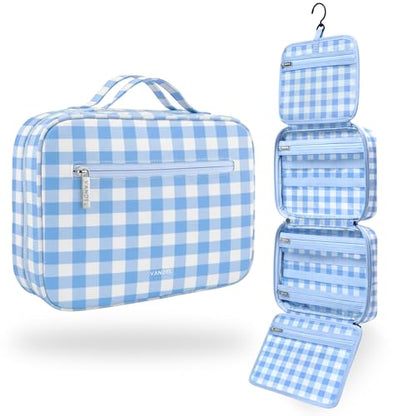 VANDEL Waterproof Hanging Toiletry Bag [TSA-Approved] Cosmet Travel Bag - color: Blue Gingham