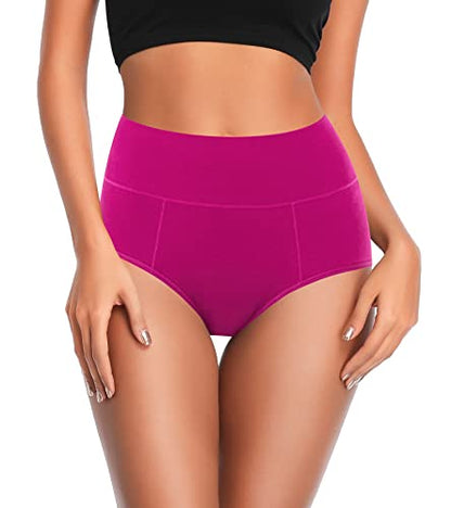 ASIMOON Tummy Control High Waisted Underwear for Women Cotton Plus Size Full Coverage Panties Ladies Briefs - color: Multicoloured-01-5 Pack, size: Small
