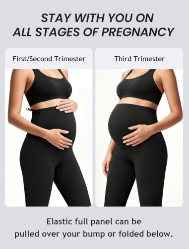 Women's Maternity Capri Leggings with Pockets Yoga Pants - size: Medium