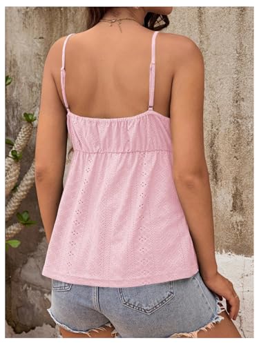 MakeMeChic Women's Maternity Cami Top Lace Ruffle Pregnancy Tank Tops - color: Pink, size: Medium