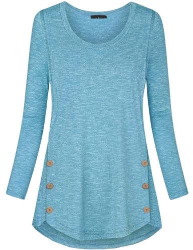 connche Women's Button Side Maternity Tunic Nursing Tops for Breastfeeding - color: Blue, size: XX-Large