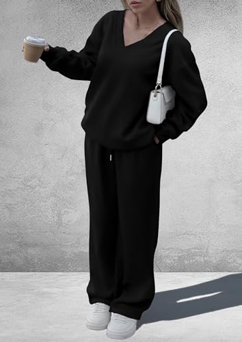 PRETTYGARDEN Womens 2 Piece Outfits Fall Sweatsuits - color: Black, size: XX-Large