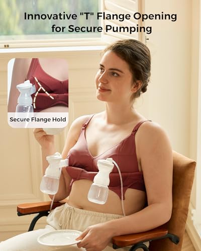 Momcozy Hands-Free Pumping Bra, Breathable Tencel™ Fabric Breast Pump Bra - color: Dusty Rose, size: Medium