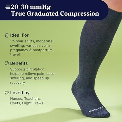 Comrad Breathable Knee High Firm Compression Socks - Targeted Arch Support - color: Rose Solid, size: Large