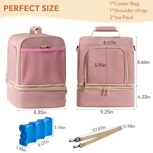 NCVI Breast Pump Backpack, Double Layer Removable, for Spectra/Medela, Pink