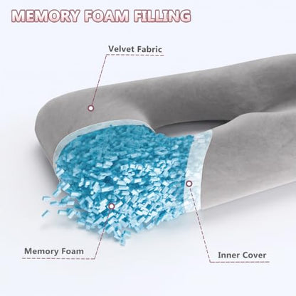 60 Inch Pregnancy Pillow for Sleeping (Dark Grey- Memory Foam) - color: Dark Grey- Memory Foam