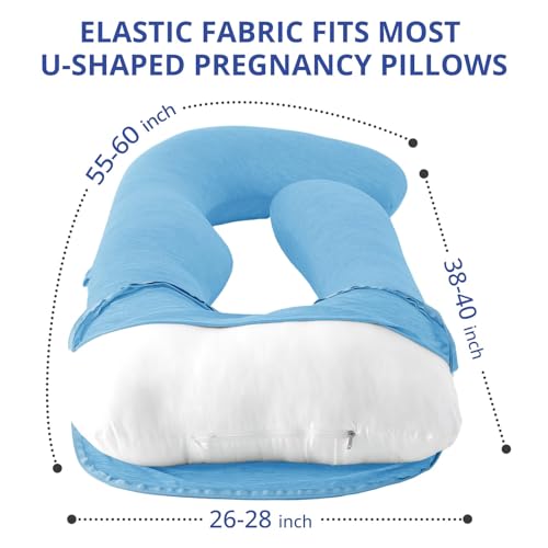 Sasttie Cooling Pregnancy Pillow Cover for 57-inch Maternity Pillow, Blue - color: Blue