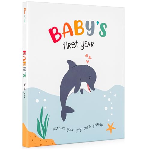 Baby's First Year Book, Gender-Neutral Ocean Baby Memory Book and Keepsake - color: Mystical Ocean