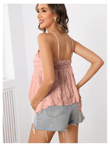 MakeMeChic Women's Maternity Babydoll Tank Tops Peplum Ruffle Cami Top - color: Dusty Pink, size: Small
