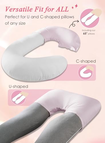 QUEEN ROSE Pregnancy Pillow Cover, Satin Cooling Pillowcase, Pink - color: Pink