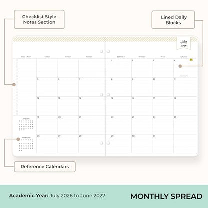 Blue Sky 2026-2027 Monthly Academic Planner, 8.5"x11", Secret Garden Mint