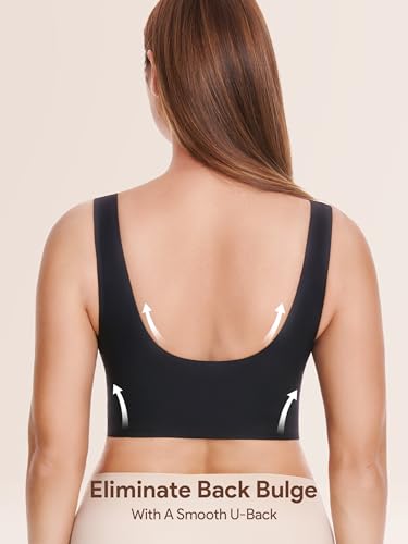 Wireless Front Close Bras for Women, Jelly Post Surgery Push Up Bralettes - color: Black, size: Small