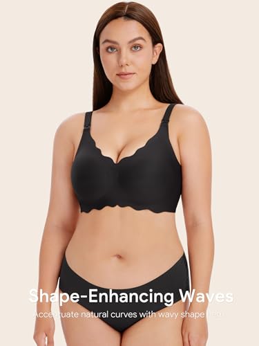 Angelhood Nursing Bras for Breastfeeding 3 Pack Seamless Maternity Bra - color: Black/Mauve/Blue, size: Large