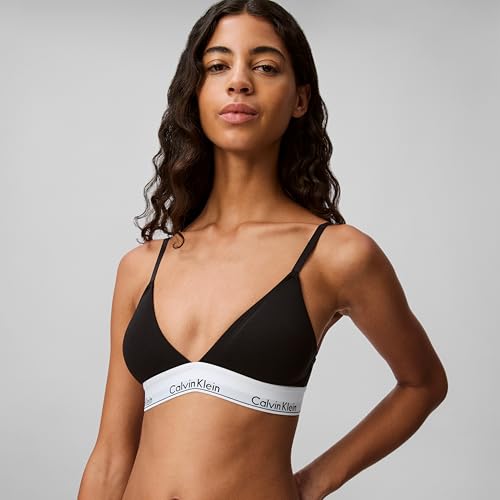 Calvin Klein Women's Modern Cotton Lightly Lined Triangle Wireless Bralette - color: Black, size: Large