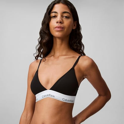 Calvin Klein Women's Modern Cotton Lightly Lined Triangle Wireless Bralette - color: Black, size: Large