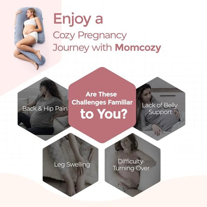 Momcozy Pregnancy Pillow for Sleeping - Dreamlign U Pro Maternity Pillow - color: Grey