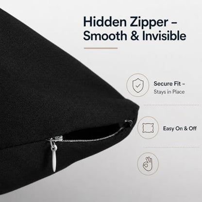 Evolive Ultra Soft Microfiber Body Pillow Cover/Pillowcases 21"x54" with Hidden Zipper Closure (Black) - color: Black