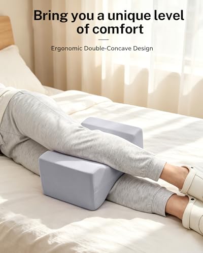 Ergonomic Memory Foam Knee Pillow for Side Sleepers, Multi-Position Leg Support Cushion for Spine Alignment & Hip Back Sciatica Pain Relief, Removable Washable Cover