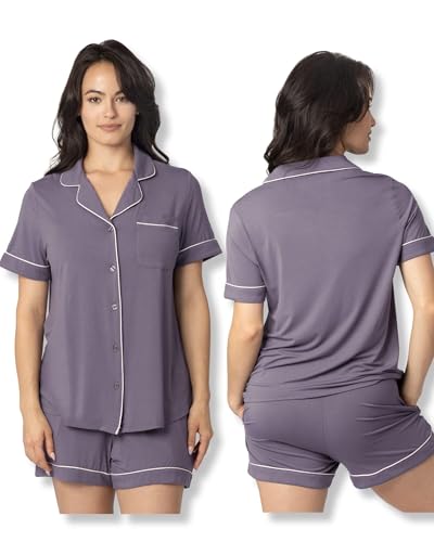 Kindred Bravely Clea Short Sleeve Pajama Set, Maternity & Nursing Sleepwear - color: Granite, size: 2X
