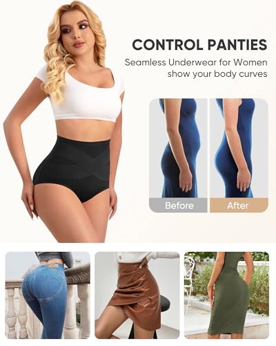 Women's Cotton Underwear High Waisted Post Partum Soft Panties 4 Pack - color: E-multicolor, size: Small