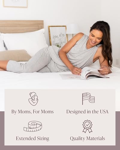 Kindred Bravely Tulip Hem Nursing Pajama Set, Maternity Sleepwear - color: Grey Heather, size: 1X