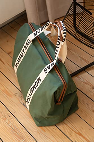 Childhome Signature Mommy Bag, Sporty Diaper Bag, Water Repellant Tote Bag, Large Diaper Bag, Baby Essentials Travel Bag, Hospital Bags for Labor and Delivery (Green) - style: Signaturegreen