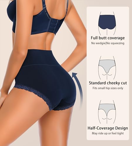 Women's Cotton Underwear,Ladies Soft Stretch Tummy Control Comfy No Muffin Panties Boyshorts - color: Multicoloured a, size: Medium