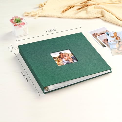 Mublalbum 10x10 Inch 3 Ring DIY Scrapbook Photo Album 80 Pages, Dark Green - color: Dark Green, size: 10x10 Inch 80 Pages