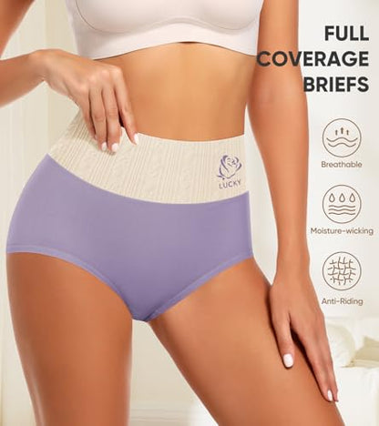 Women's Cotton Underwear High Waisted Tummy Control Panties 5 Pack - color: Multicolor, size: X-Large