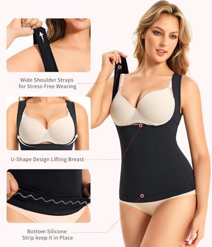 Gotoly Women's Waist Cincher Tummy Control Shapewear Compression Vest - color: Black, size: Medium