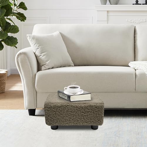 CAROLMADE Small Foot Stool Ottoman Footstool with Legs Under Desk Footrest for Living Room Bedroom and Office, Soft Coffee - color: Soft Coffee