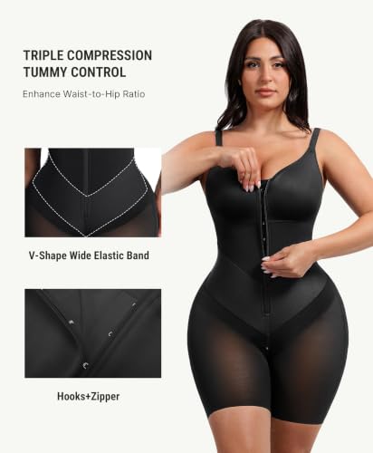 FeelinGirl Feelvibe Enhanced Shapewear Tummy Control Faja Body Shaper - color: Black, size: Large
